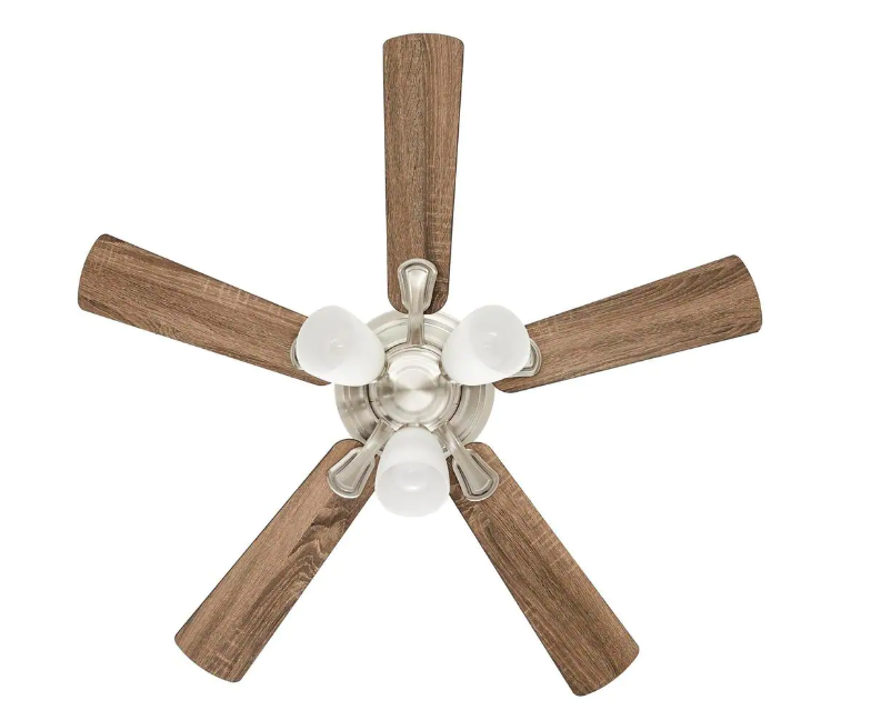 Riley 44 in. Indoor LED Brushed Nickel Ceiling Fan with Light Kit, 5 QuickInstall Reversible Blades and Remote Control