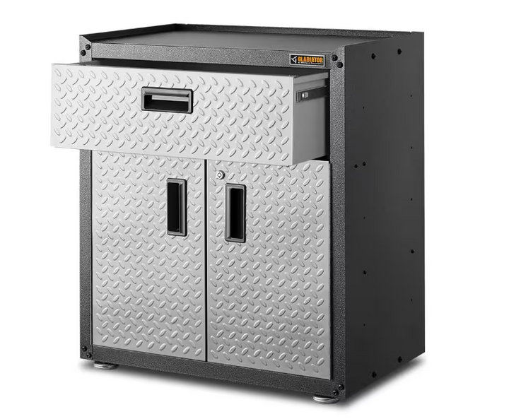 Ready-to-Assemble Steel Freestanding Garage Cabinet in Silver Tread (28 in. W x 31 in. H x 18 in. D)