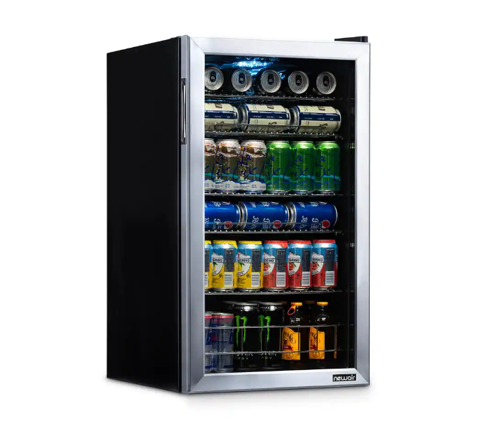 19 in. 126 (12 oz) Can Freestanding Beverage Cooler Fridge with Adjustable Shelves - Stainless Steel