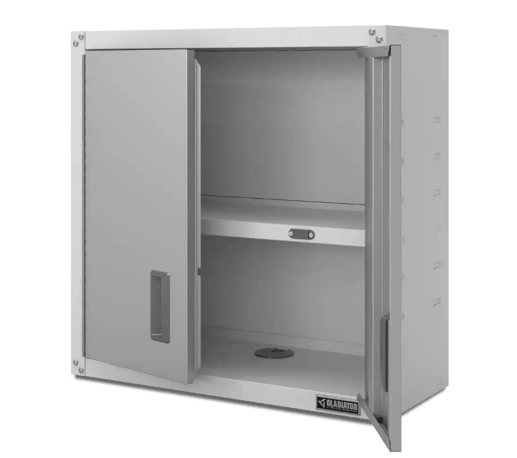 Steel 2-Shelf Wall Mounted Garage Cabinet in White (28 in W x 28 in H x 12 in D)
