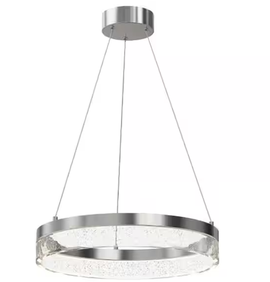 19.68 in. Brushed Nickel Integrated LED Pendant With Acrylic Bubble Shade
