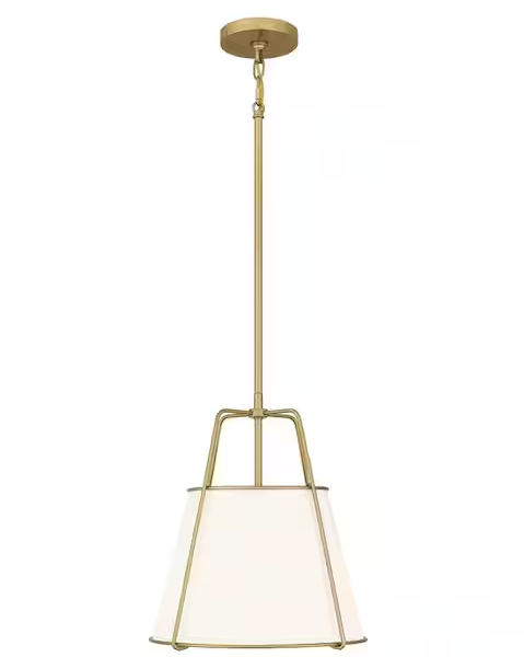 Taylor 2-Light Gold Pendant with White Fabric Shade