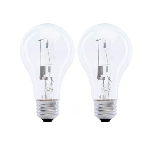Feit Electric 60-Watt Equivalent A19 E26 Halogen Clear Light Bulb, Soft White 2700K (2-Pack)