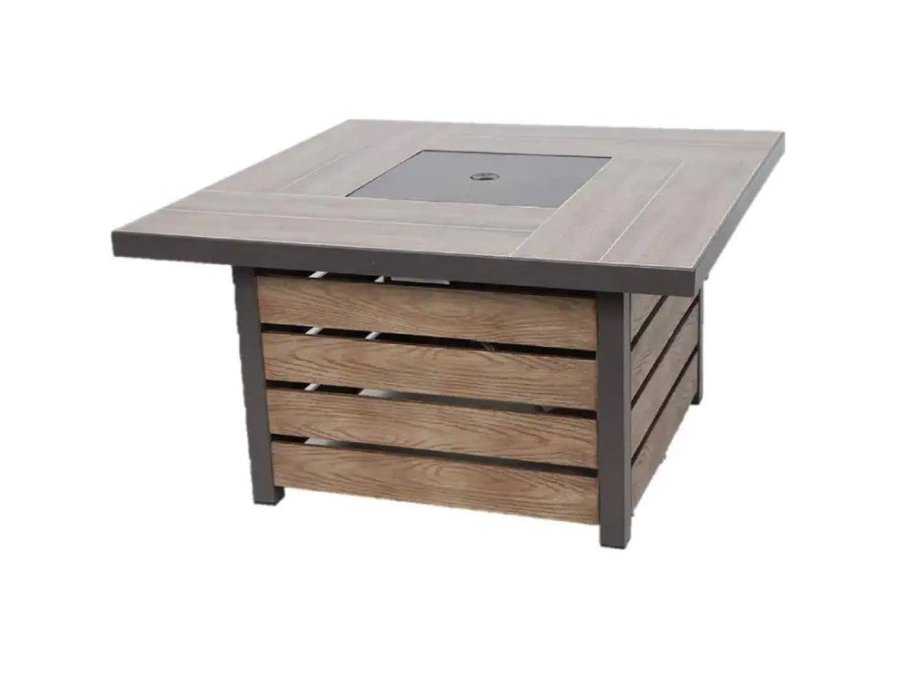 Summerfield 44 in. x 24.5 in. Square Steel Gas Fire Pit with Wood-Look Tile Top