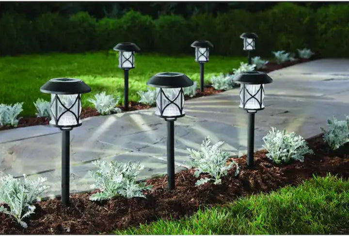 10 Lumens Solar Black LED Landscape Pathway Light Set (6-Pack)