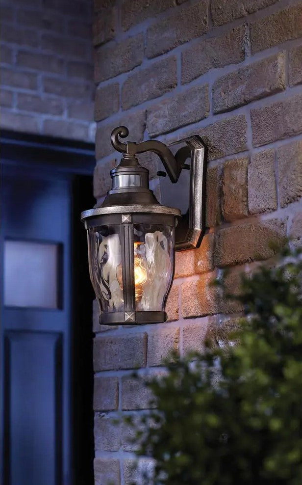 McCarthy 1-Light Bronze with Gold Highlights Motion Sensing Outdoor Wall Mount Lantern