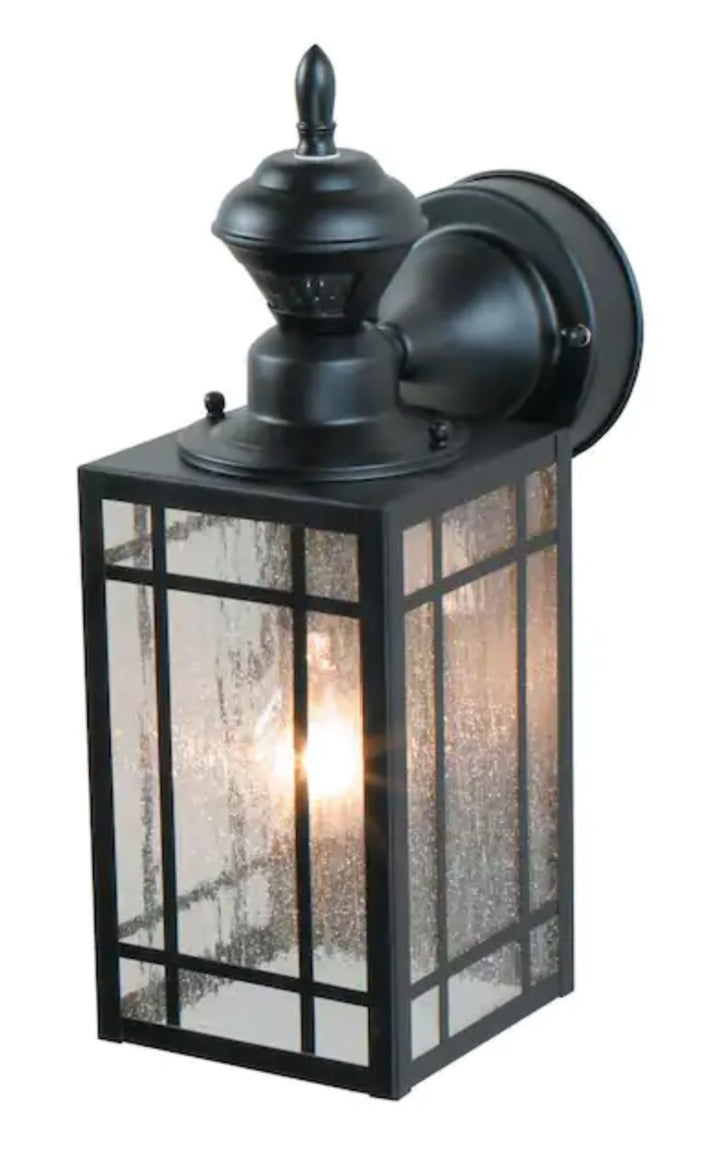 1-Light Black Motion Activated Outdoor Wall Lantern Sconce