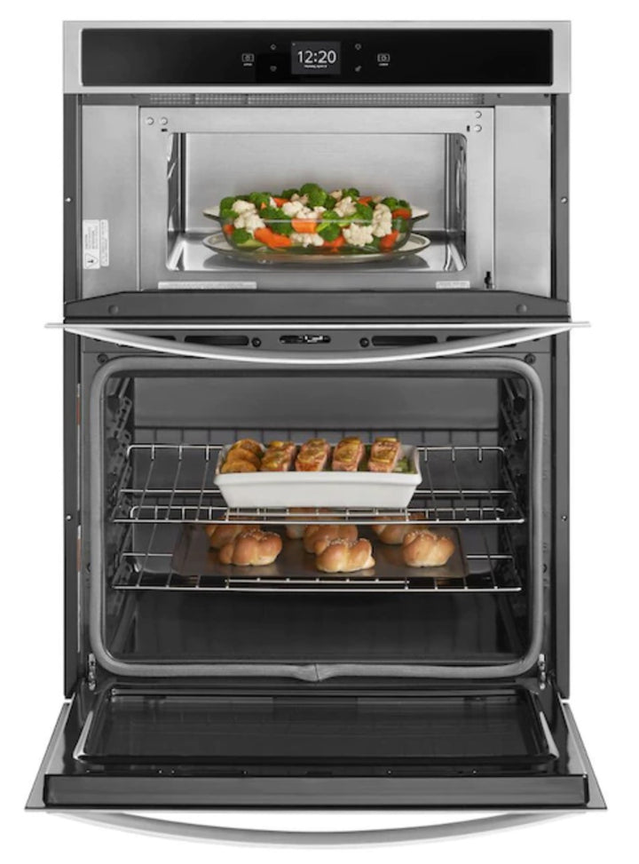 Whirlpool - 30" Single Electric Wall Oven with Built-In Microwave - Stainless steel