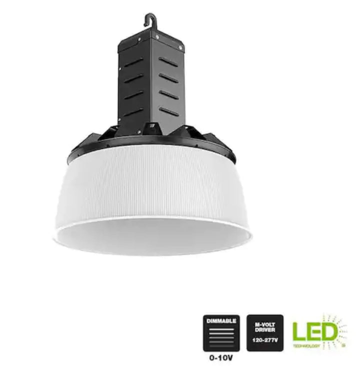 16 in. 750-Watt Equivalent Integrated LED Dimmable Black High Bay Light with Motion Sensor, 5000K