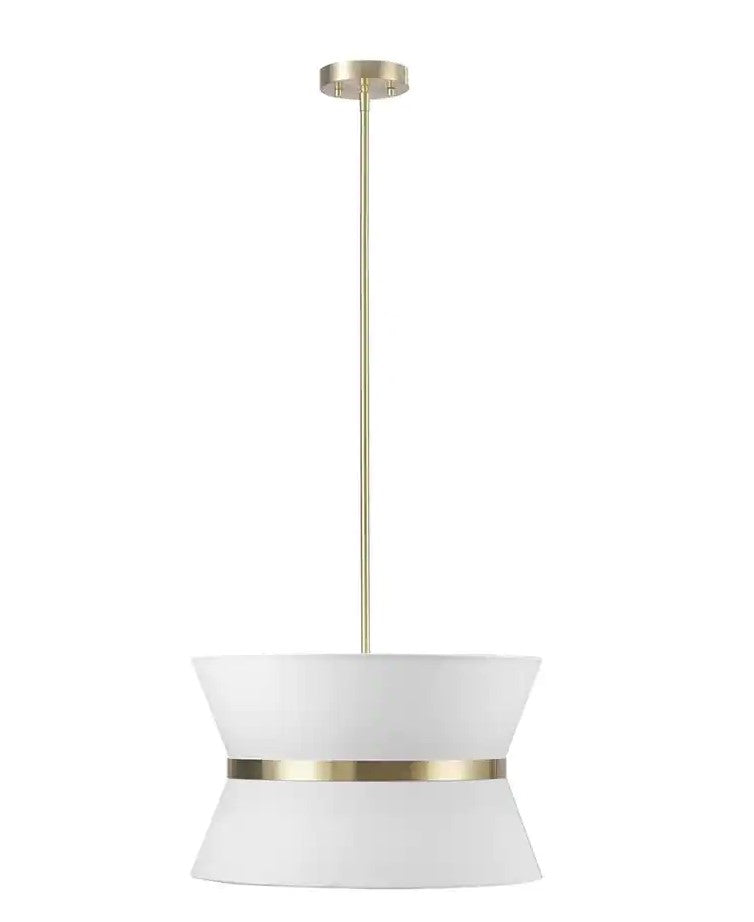 Meadow 3-Light Matte Brass Chandelier with White Fabric Shade