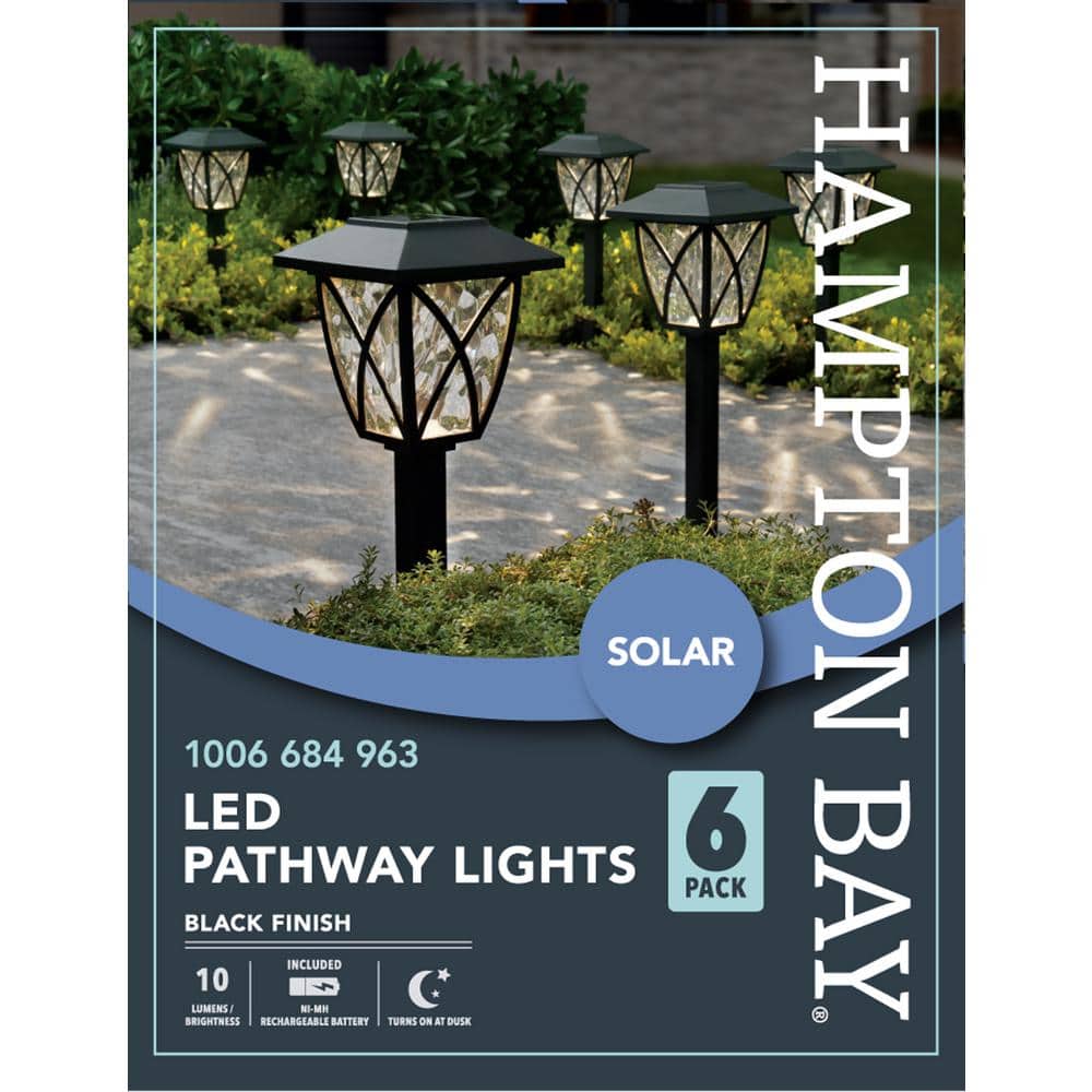 Solar Black LED Path Light 10 Lumens (6-Pack)